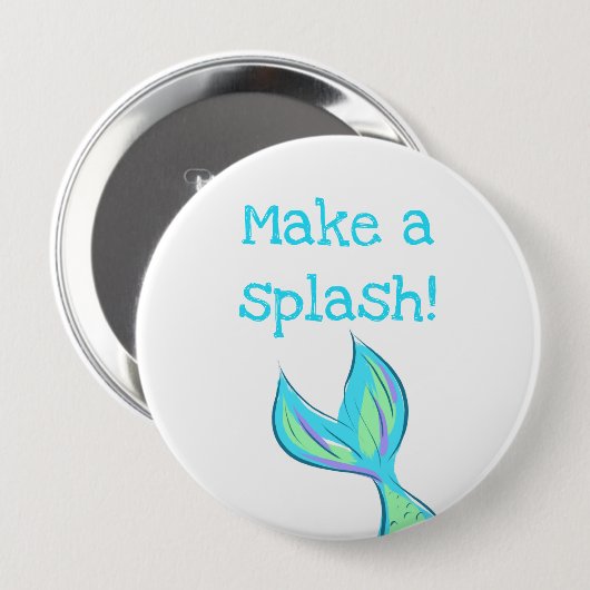 Maak een Splash! Zeemeermin Ronde Button 4,0 Cm (Voorkant /achterkant)