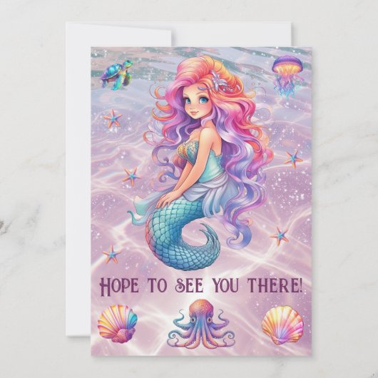 Maak een Splash Zeemeermin Sparkle Verjaardagsfees Kaart (Achterkant)