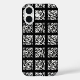 Maak een Tegel QR-codepatroon | Aanpasbare Kleur iPhone 16 Hoesje