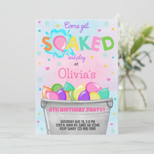 Maak een uitnodiging voor een meisje op de verjaar (Staand voorkant)