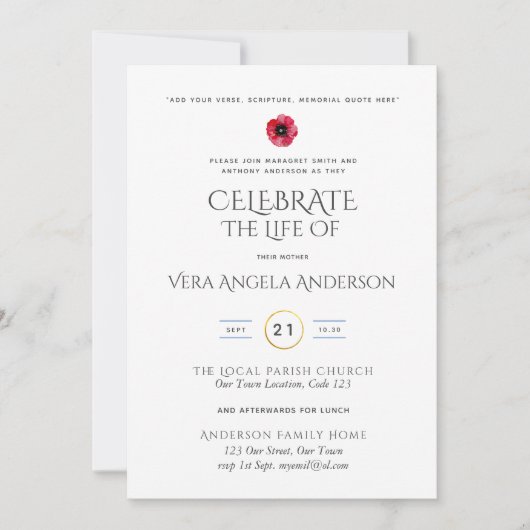 Maak een uitnodiging voor een viering van het leve (Voorkant)