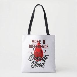 Maak een verschil, doneer bloed, red een leven tote bag
