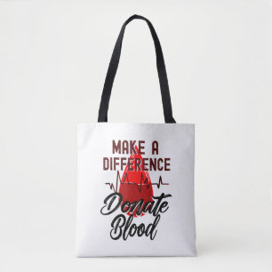 Maak een verschil, doneer bloed, red een leven tote bag