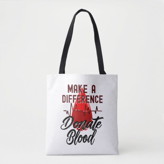 Maak een verschil, doneer bloed, red een leven tote bag (Voorkant)