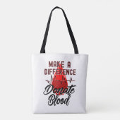 Maak een verschil, doneer bloed, red een leven tote bag (Achterkant)