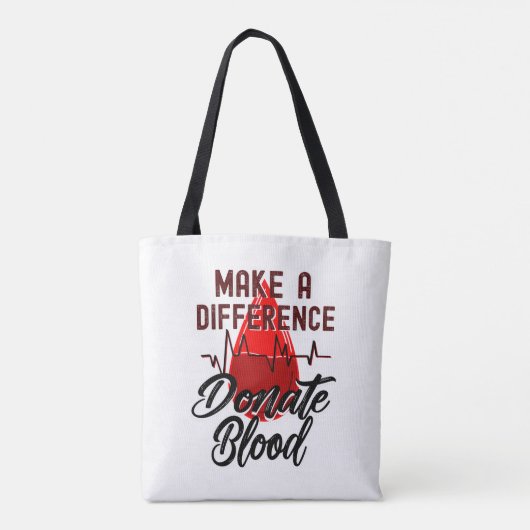 Maak een verschil, doneer bloed, red een leven tote bag (Achterkant)