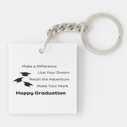 Maak een verschil voor een afstuderen sleutelhanger (Achterkant)