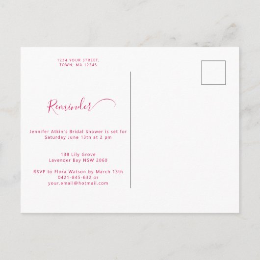 Maak een vet omlijnd herinnering RSVP-Briefkaart v Uitnodiging Briefkaart (Achterkant)