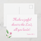 Maak een vreugde aan de Lord Pink Floral Briefkaart (Voorkant / Achterkant)