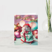 Maak een vrolijk geluid Happy Mouse zingen Christe Feestdagen Kaart (Voorkant)