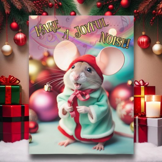 Maak een vrolijk geluid Happy Mouse zingen Christe Feestdagenkaart