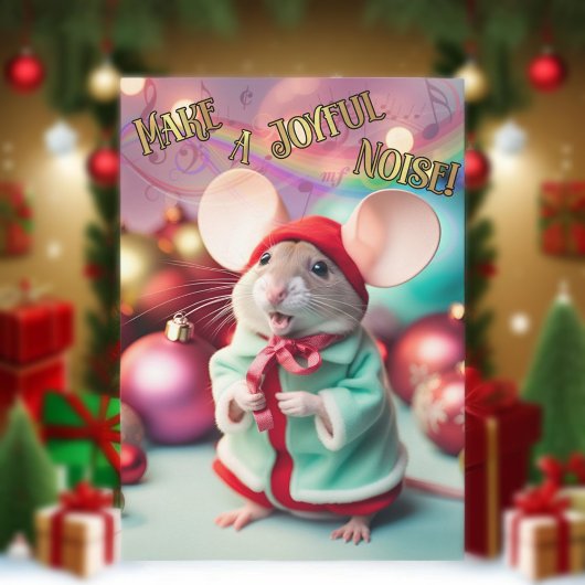 Maak een vrolijk geluid Happy Mouse zingen Christe Feestdagenkaart