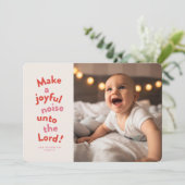 Maak een vrolijk lawaai leuk met rode kerst feestdagenkaart (Staand voorkant)