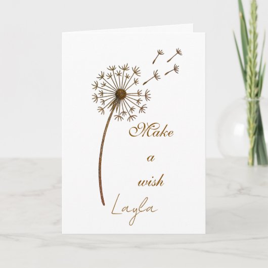 Maak een Wens Aangepaste Tekst Paardenbloem Kaart (Voorkant)
