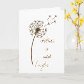 Maak een Wens Aangepaste Tekst Paardenbloem Kaart (Gele Bloem)