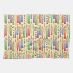 "Maak een wens" Birthday Candles Kitchen Towel Theedoek