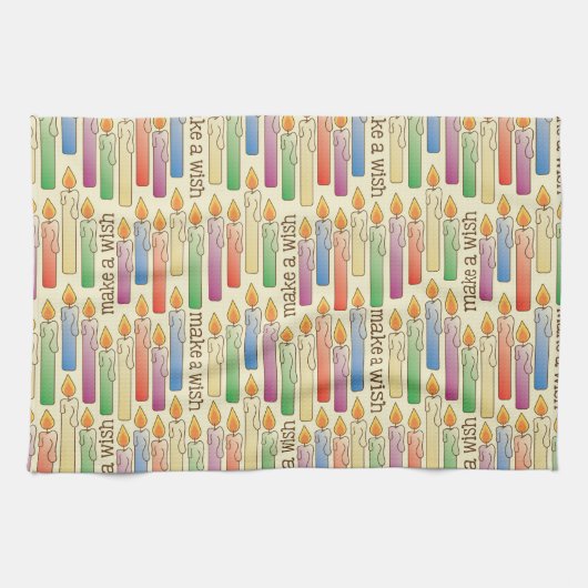 "Maak een wens" Birthday Candles Kitchen Towel Theedoek (Horizontaal)
