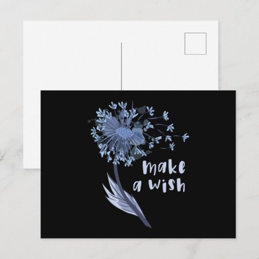 Maak een wens-Dandelion ventilator Briefkaart (Voorkant / Achterkant)