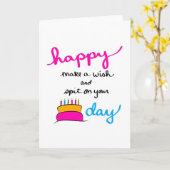 Maak een wens en spuug op Cake Day Birthday Kaart (Gele Bloem)