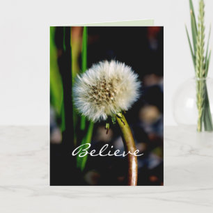 Maak een wens, geloof, paardenbloem, blanco binnen kaart