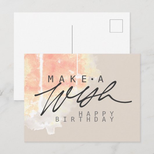 Maak een Wens Gelukkige Verjaardag in Zand Kleur Briefkaart (Voorkant / Achterkant)