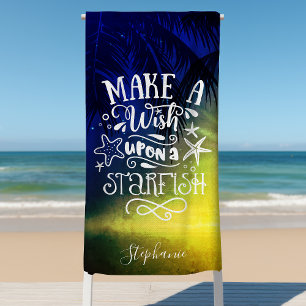Maak een wens op een zeester Grappig gepersonalise Strandlaken