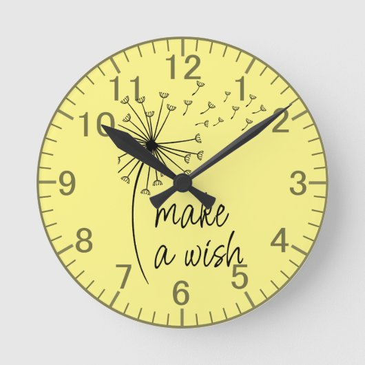 Maak een wens paardenbloem klok. ronde klok (Voorkant)