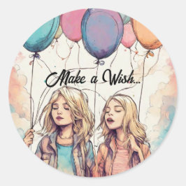 Maak een wens verjaardagsfeestje ronde sticker