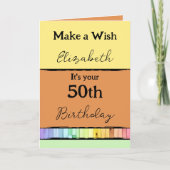Maak een wens voeg naam toe sinaasappel 50e verjaa kaart (Voorkant)
