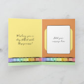 Maak een wens voeg naam toe sinaasappel 50e verjaa kaart (Binnen)