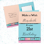 Maak een wens voeg naam turquoise 21st birthday to kaart<br><div class="desc">Dit is geen gewone verjaardag. Blaas die kaarsen uit, maak een wens zo episch dat het de sterren raakt, en maak je klaar om de wereld te veroveren. Gelukkige 21e verjaardag. Vervang deze door de werkelijke naam van de ontvanger. Voeg een zoete boodschap toe aan de kaart voor een extra...</div>