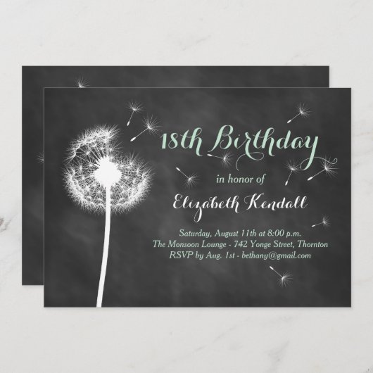 Maak een Wish. 18e uitnodiging om de verjaardag te (Voorkant / Achterkant)