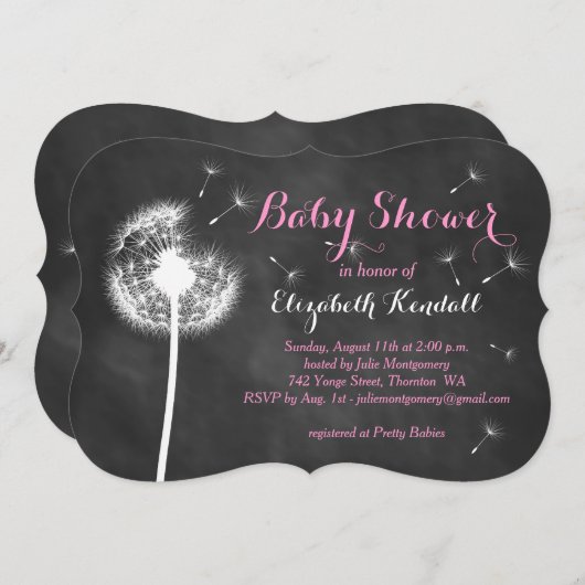 Maak een Wish. baby shower Uitnodiging (roze) (Voorkant / Achterkant)