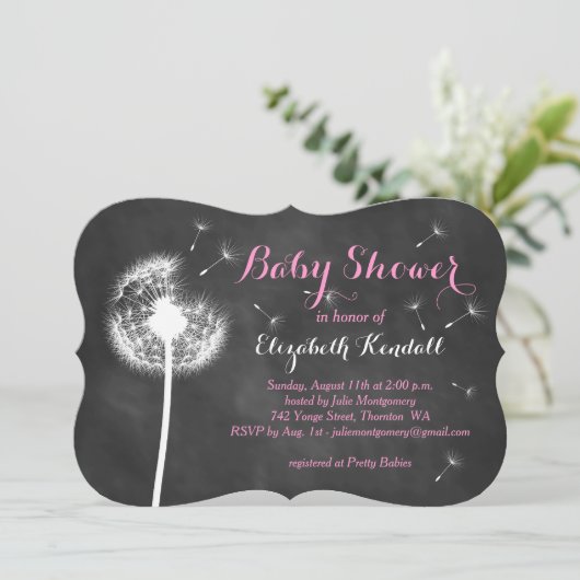 Maak een Wish. baby shower Uitnodiging (roze) (Staand voorkant)