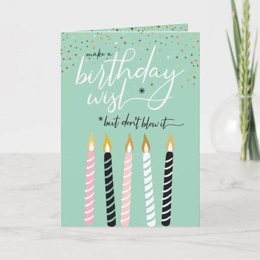 Maak een Wish Birthday Candle Funny Wenskaart Kaart (Voorkant)