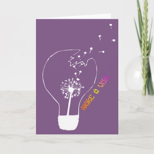 Maak een Wish Birthday Kaart. Abstracte Dandelion Kaart (Voorkant)