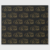 Maak een Wish Black en Gold Birthday Cadeaupapier (Vlak)