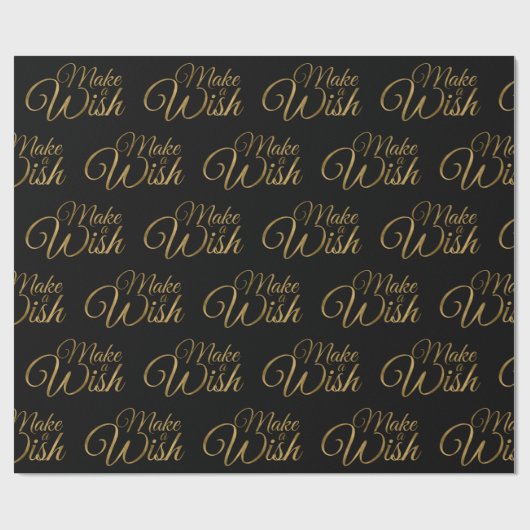 Maak een Wish Black en Gold Birthday Cadeaupapier (Vlak)