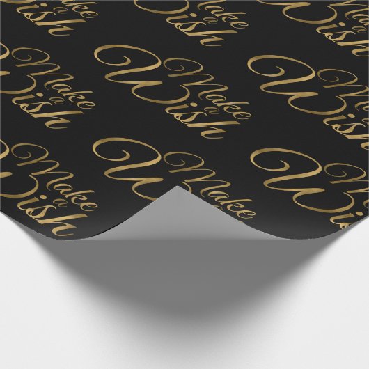 Maak een Wish Black en Gold Birthday Cadeaupapier (Hoek)