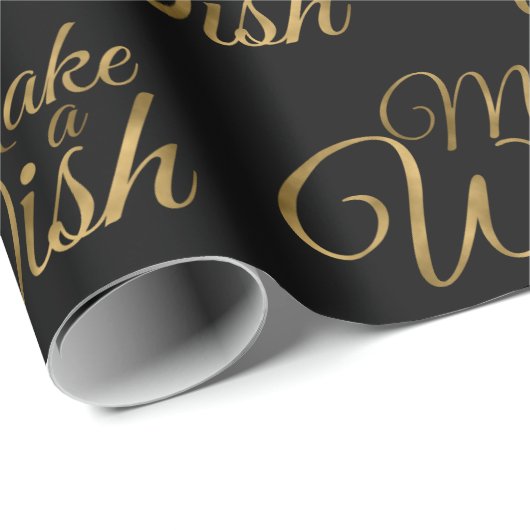 Maak een Wish Black en Gold Birthday Cadeaupapier (Rol Hoek)