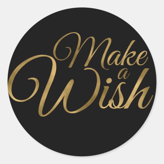 Maak een Wish Black en Gold Birthday Ronde Sticker (Voorkant)