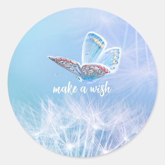 Maak een Wish Dandelion- en Butterfly-ontwerp Ronde Sticker (Voorkant)