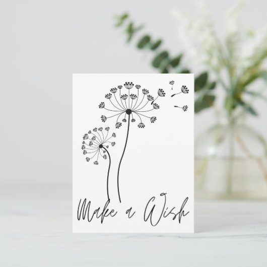 Maak een Wish Dandelion Flower Fluff Briefkaart (Staand voorkant)