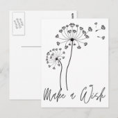 Maak een Wish Dandelion Flower Fluff Briefkaart (Voorkant / Achterkant)