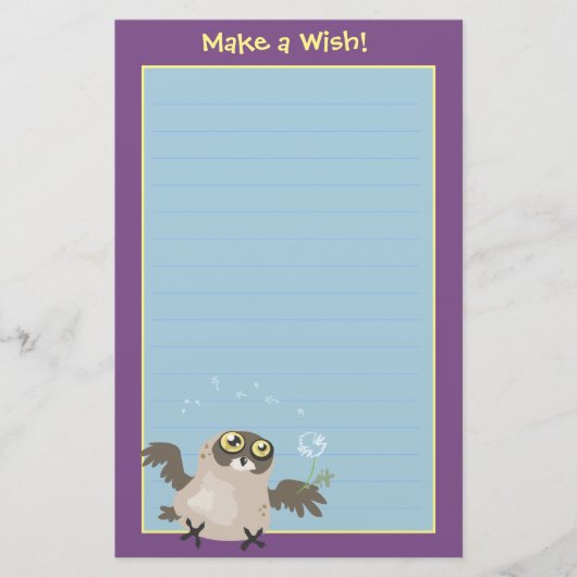 Maak een Wish. Owl Briefpapier (Voorkant)