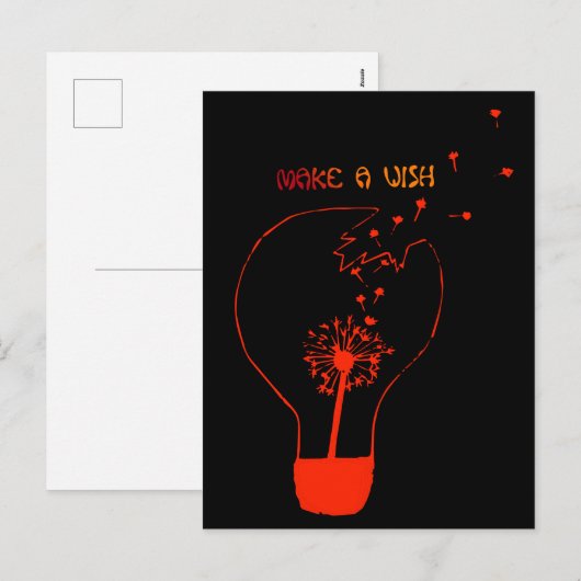Maak een Wish Post Kaart Abstract Dandelion (Voorkant / Achterkant)