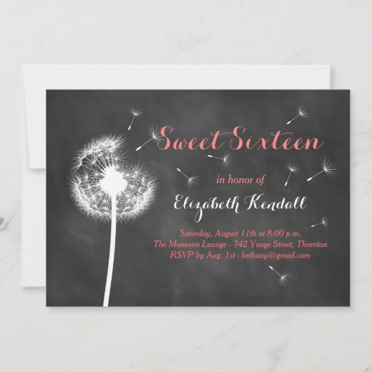 Maak een Wish. Sweet Sixteen-uitnodiging (koraal) Kaart (Voorkant)
