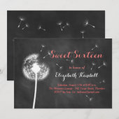 Maak een Wish. Sweet Sixteen-uitnodiging (koraal) Kaart (Voorkant / Achterkant)
