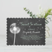 Maak een Wish. Sweet Sixteen Uitnodiging (munt) (Staand voorkant)