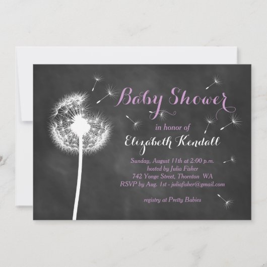 Maak een Wish. Uitnodiging tot baby shower (paars) (Voorkant)